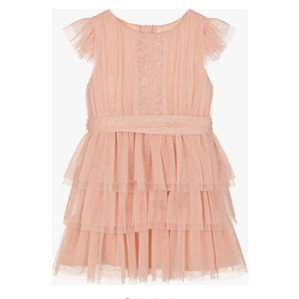 Pleated Tulle Dress, Peach